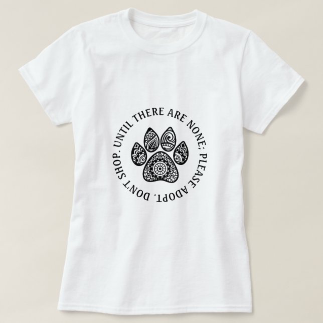Retro Chic Mandala Paw Skriv ut Pet Adoption White T Shirt (Design framsida)