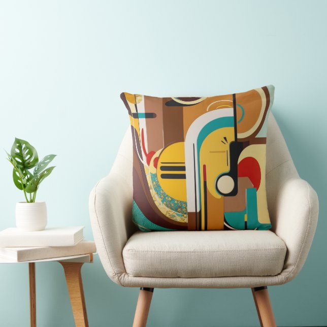 Retro Chic | Mid-Century Abstrakt Konst Kudde (Stol)