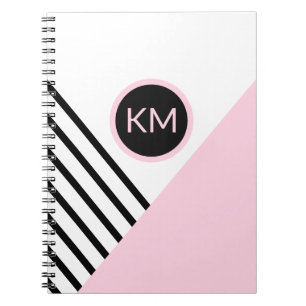 Retro Chic Modern Monogram Rand Geometric Anteckningsbok