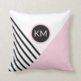 Retro Chic Monogram Rand och Färg Block Kudde