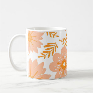 Retro Chic Peach Fuzz-Blommigt Whimsical Y2K Kaffemugg