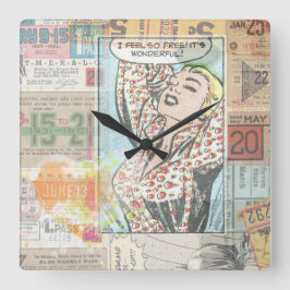 Retro Chic Pinup Girl Fyrkantig Klocka