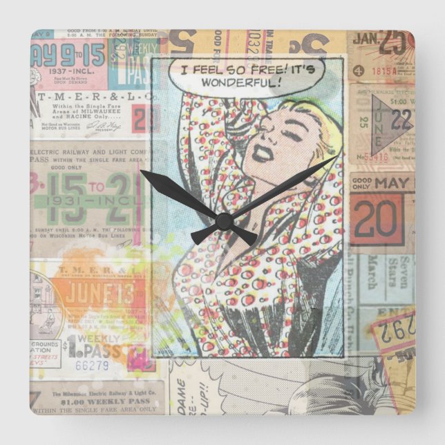 Retro Chic Pinup Girl Fyrkantig Klocka (Framsida)