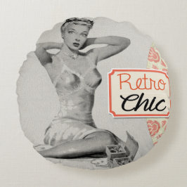 Retro Chic Pinup Girl Rund Kudde