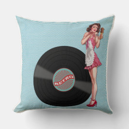 Retro Chic Pinup Vinyl Girl Kudde