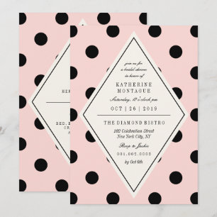 Retro Chic Polka dots Diamond Möhippa Inbjudan