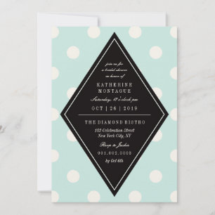 Retro Chic Polka dots Diamond Möhippa Inbjudan