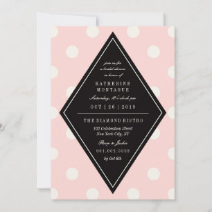Retro Chic Polka dots Diamond Möhippa Inbjudan