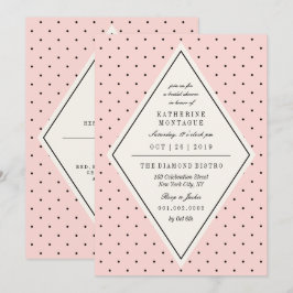 Retro Chic Polka dots Diamond Möhippa Inbjudan