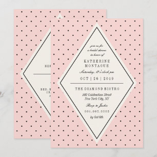 Retro Chic Polka dots Diamond Möhippa Inbjudan