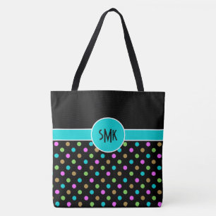 Retro Chic Polka dots stor monogrammerad Tygkasse