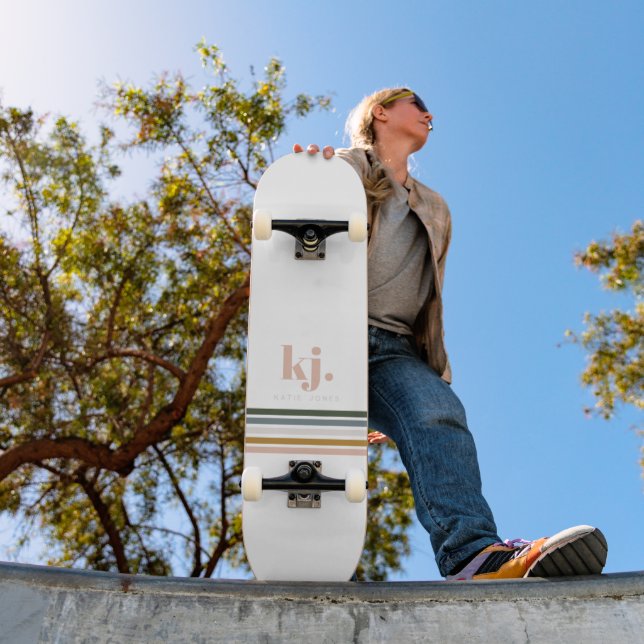 Retro Chic Ränder Monogram Mini Skateboard Bräda 18,5 Cm (Utomhus 1)