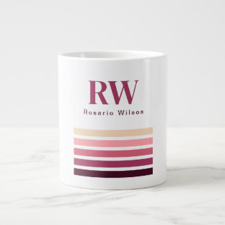 Retro Chic Randig Monogram Kaffe Mugg Jumbo Mugg