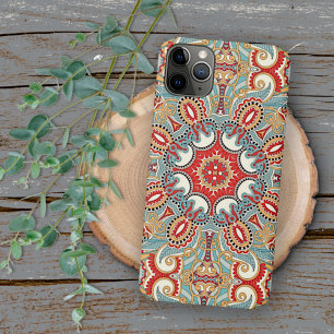 Retro Chic Red Teal Söt Blommigt Mosaic Mönster