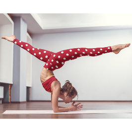 Retro Chic Red White Polka dots Mönster Mode Leggings