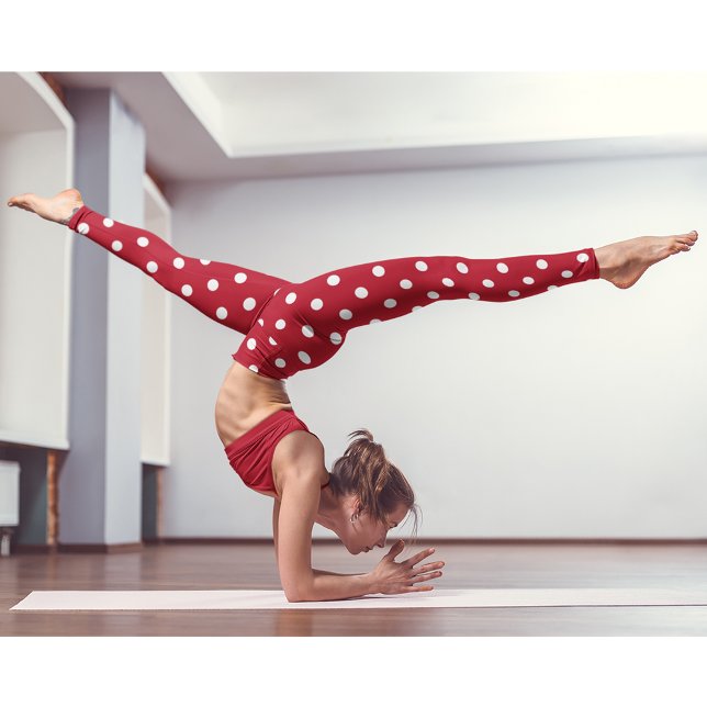 Retro Chic Red White Polka dots Mönster Mode Leggings (Retro Chic Red White Polka Dots Pattern Fashion Leggings)