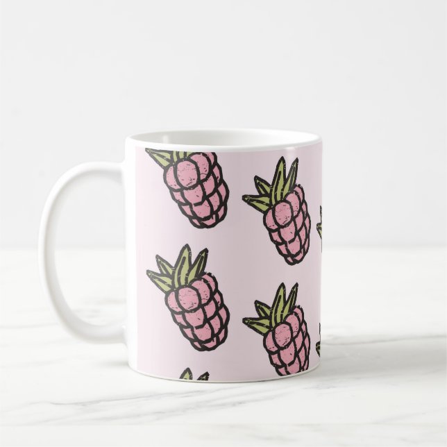 Retro Chic Rosa Ananas Funky Y2K Fruktdesign  Kaffemugg (Vänster)