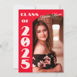 Retro Chic Script Class of 2025 Photo Grad Party Inbjudningar