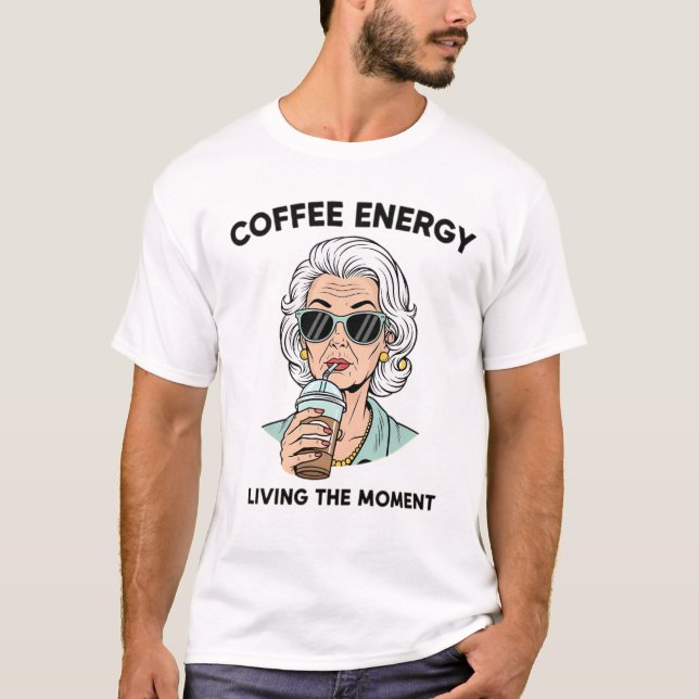 Retro Chic Senior Kvinna Iced Coffee T-shirts (Framsida)