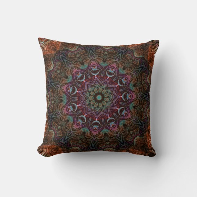 Retro Chic Söt blue marin Blommigt persian mandala Kudde (Framsida)