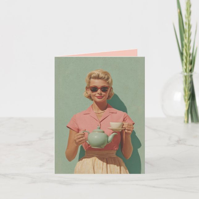 Retro Chic Tea Party Inbjudan (Framsida)