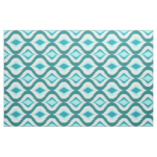 Retro Chic Teal Aqua Turquise Ikat drops Mönster Tyg