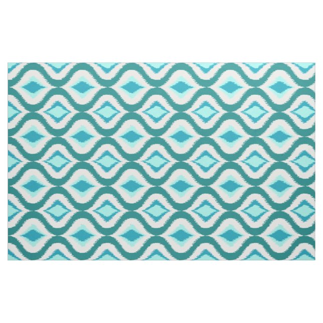 Retro Chic Teal Aqua Turquise Ikat drops Mönster Tyg (Fat Quarter)
