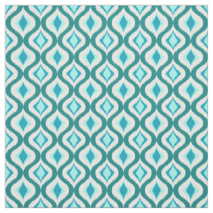 Retro Chic Teal Aqua Turquise Ikat drops Mönster Tyg