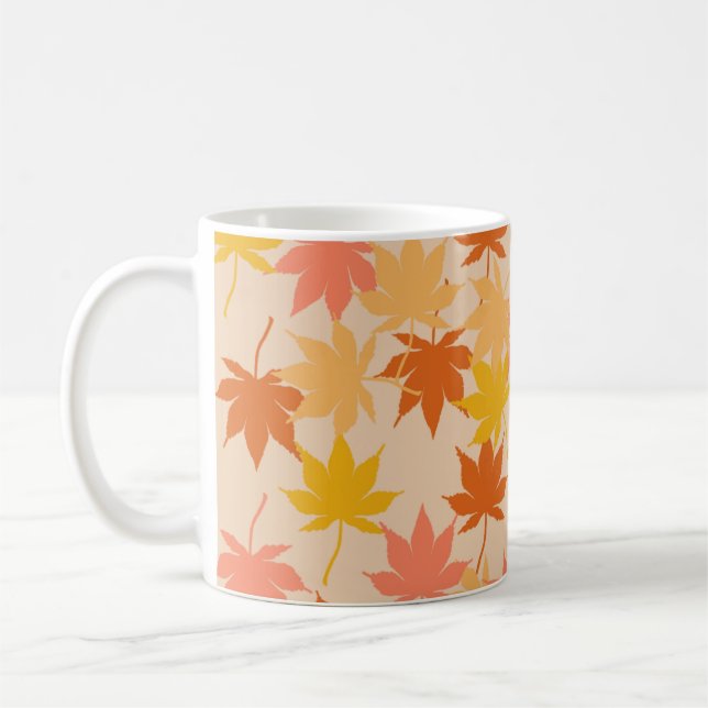 Retro Chic Terracotta Orange Maple Löv Hösten Kaffemugg (Vänster)