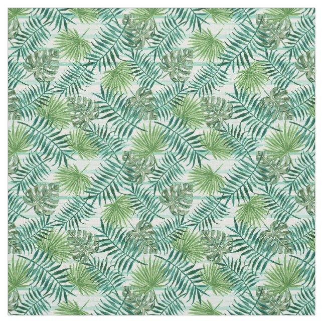 Retro Chic Tropical Grönt Handflatan Lövs Mönster Tyg (Provkarta)