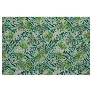 Retro Chic Tropical Grönt Handflatan Lövs Mönster Tyg
