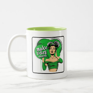 Retro-Chic: Vintage Pop Art Insperational Quote Två-Tonad Mugg