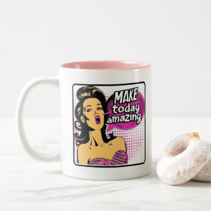 Retro Chic: Vintage Popkonst Inspirerande Citat Två-Tonad Mugg