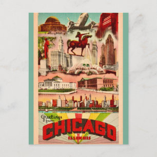 Retro Chicago-attraktioner Vykort