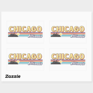 Retro Chicago City Rand Illinois Vintage Rektangulärt Klistermärke