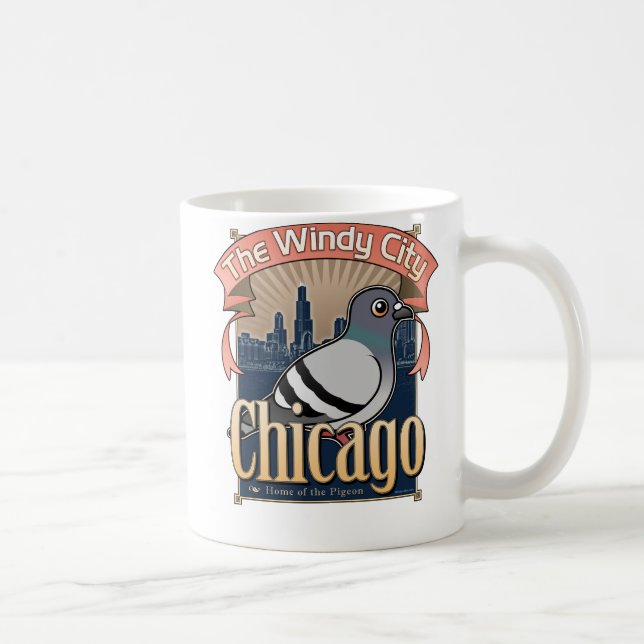Retro Chicago duva Kaffemugg (Höger)