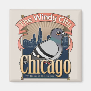 Retro Chicago duva Magnet