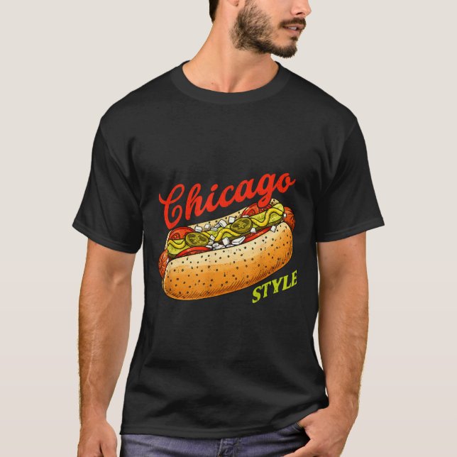 Retro Chicago Hot Dog Hotdog Tourist Summer Souven T Shirt (Framsida)
