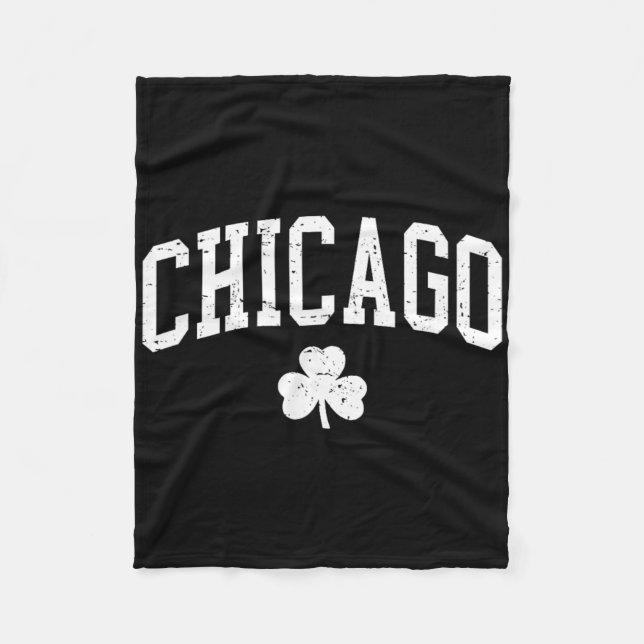 Retro Chicago Il St Patricks Day Lucky Clover Souv Fleecefilt (Framsidan)