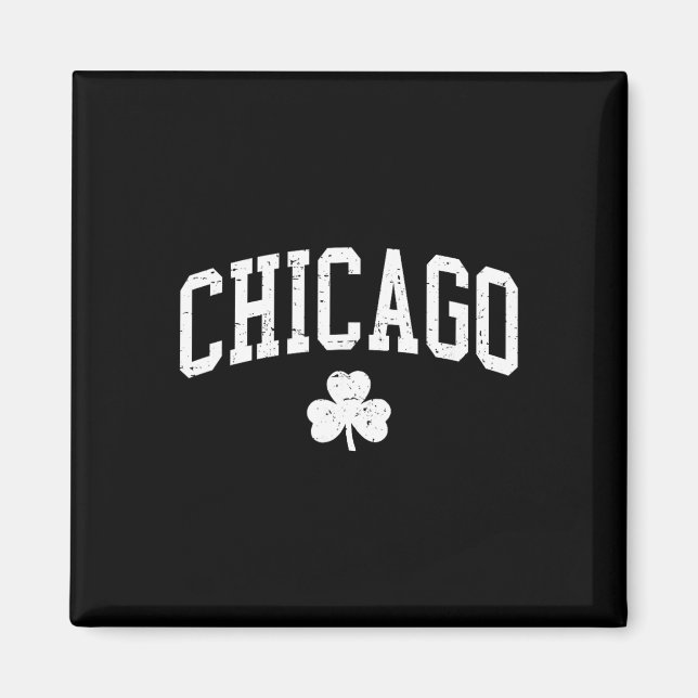 Retro Chicago Il St Patricks Day Lucky Clover Souv Magnet (Framsidan)