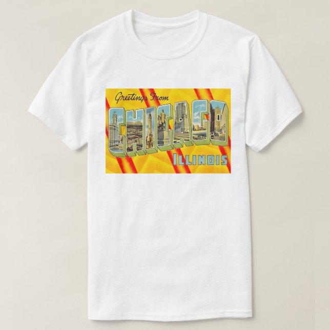 Retro Chicago Postcard T Shirt (Design framsida)