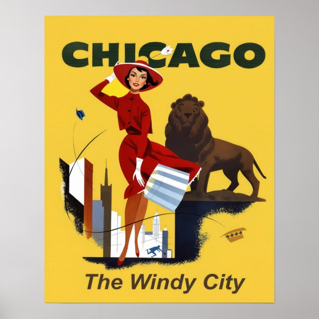 Retro Chicago Resemålning Poster  (Framsidan)