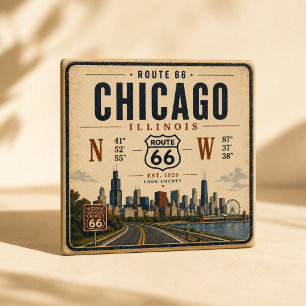 Retro Chicago Rutt 66 Kylskåpsmagnet