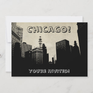 Retro Chicago Skyline Artwork-inbjudan Inbjudningar