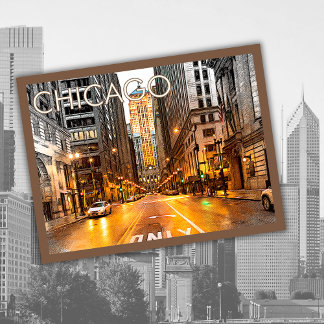 Retro Chicago USA Illinois Travel Helg Vykort