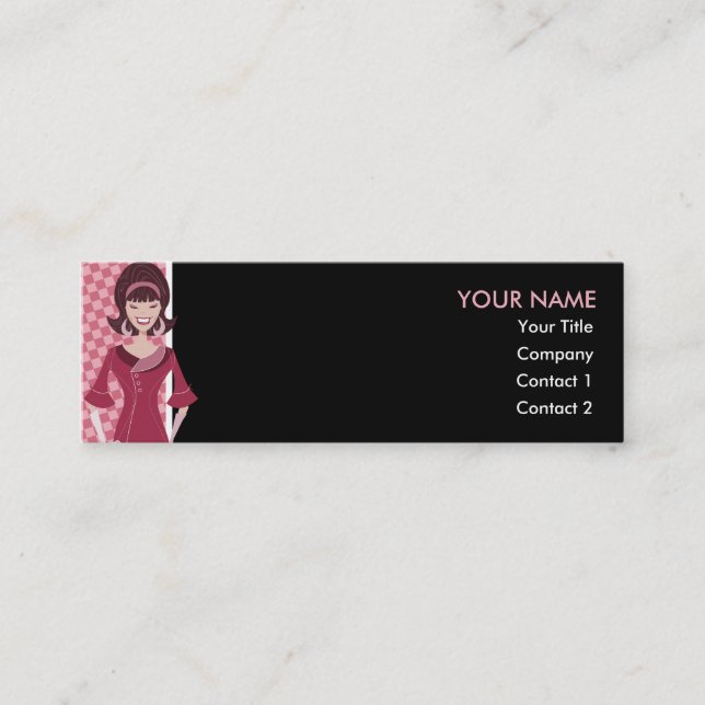 retro chick för 60-tal mini visitkort (Framsida)