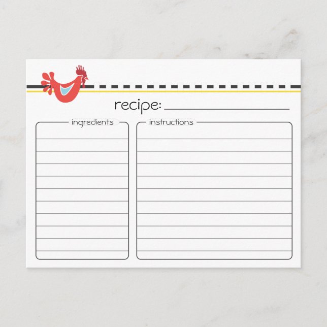 Retro Chicken-receptkort Vykort (Framsida)
