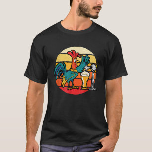 Retro Chicken Tupp Beer Drinking Funny Farm Ani T Shirt