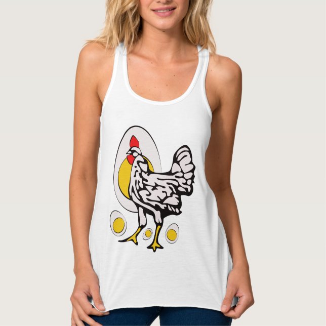 Retro Chickens Linne Med Racerback (Framsida)