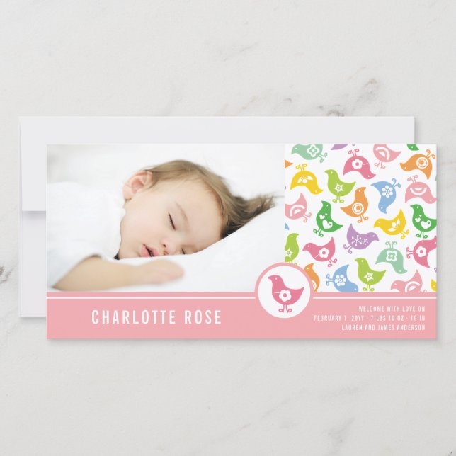 Retro Chicks Birth Birth Announcement Photo Card Meddelande (Framsida)